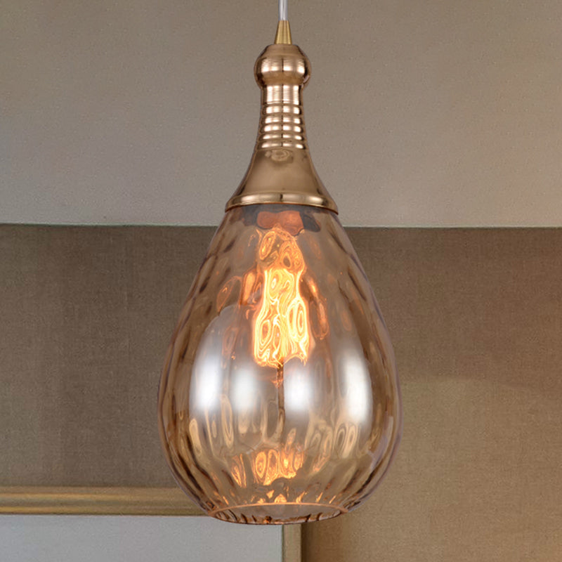 Daisy - Industrial Black/Brass Teardrop Ceiling Light Clear/Amber/Grey Water Glass 1 - Light
