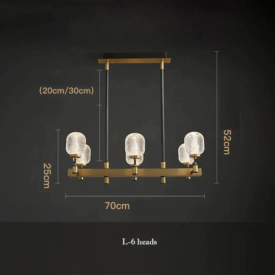 Copper Light Luxury Living Room Chandeliers Home Dining Lamps L - 6 Heads / Trichromatic Light