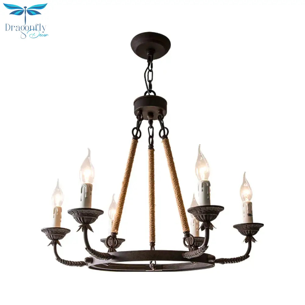6/8/12 Lights Wagon Wheel Chandelier Lighting Classic Rust Metal Pendant Light Fixture For Dining