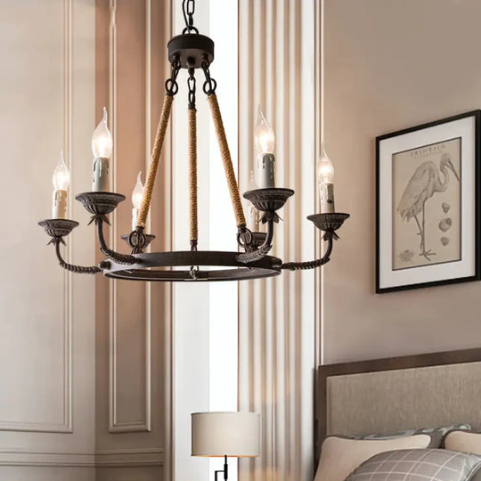 6/8/12 Lights Wagon Wheel Chandelier Lighting Classic Rust Metal Pendant Light Fixture For Dining
