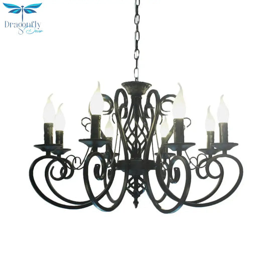 6/8 - Bulb Ceiling Chandelier Minimalism Candle Style Metallic Hanging Light Kit With Swirled Arm