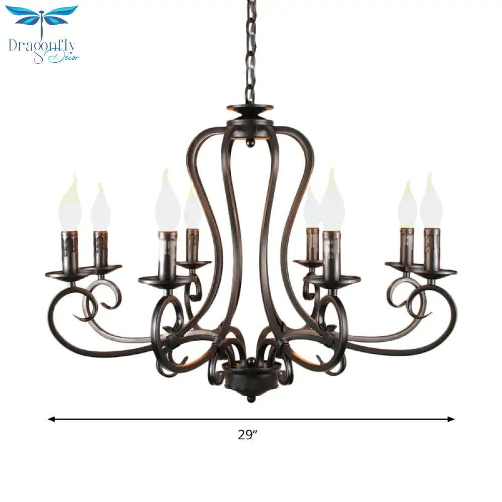 6/8 Bulbs Metal Chandelier Lighting Antique Black Starburst Living Room Suspension Pendant Lamp