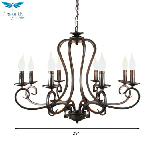 6/8 Bulbs Metal Chandelier Lighting Antique Black Starburst Living Room Suspension Pendant Lamp