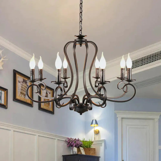 6/8 Bulbs Metal Chandelier Lighting Antique Black Starburst Living Room Suspension Pendant Lamp
