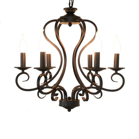 6/8 Bulbs Metal Chandelier Lighting Antique Black Starburst Living Room Suspension Pendant Lamp