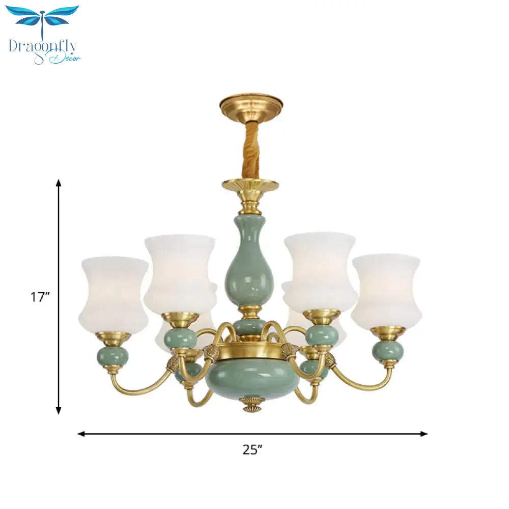 6/8 Bulbs Metallic Chandelier Light Vintage Gold Swooping Arm Guest Room Ceiling Suspension Lamp