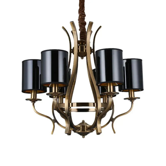 6/8 Heads Pendant Chandelier Countryside Bedroom Metal Hanging Light Fixture With Cylinder Pvc