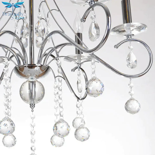 6 Bulbs Flameless Candle Chandelier Lighting With Clear Crystal Accent Vintage Stylish Pendant Lamp