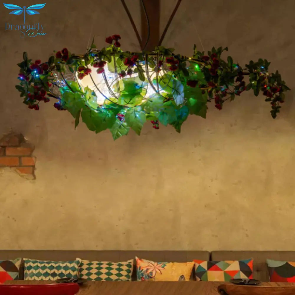 6 - Light Hanging Chandelier Farm Eggs Opal Glass Pendant Lighting In Black With Metal Bird Shade