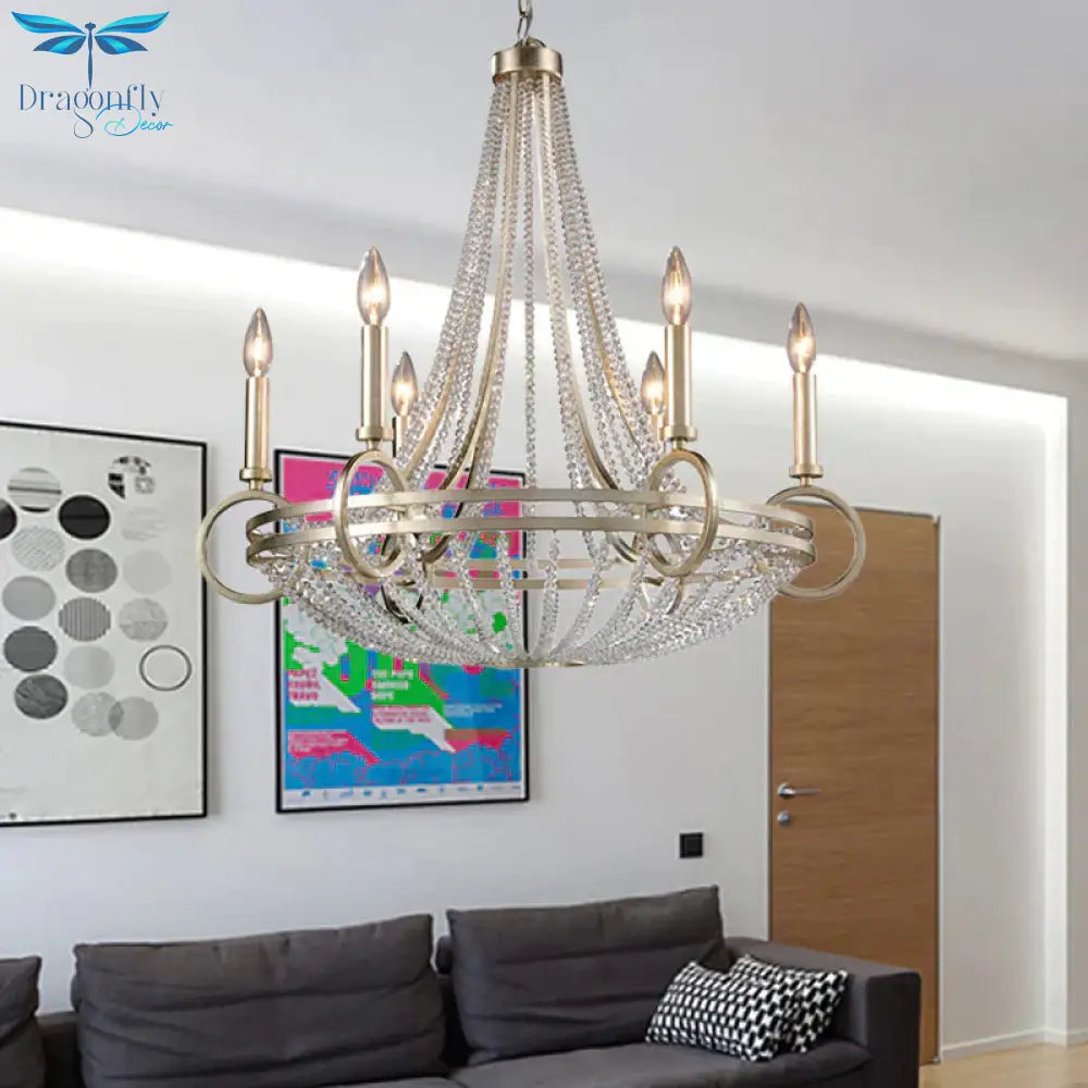6 Lights Candle - Style Chandelier Traditional Metallic Down Lighting Pendant For Kitchen Silver