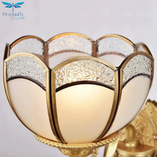 6 Lights Chandelier Pendant Lamp Colonial Bedroom Ceiling Suspension Light In Gold With Bowl