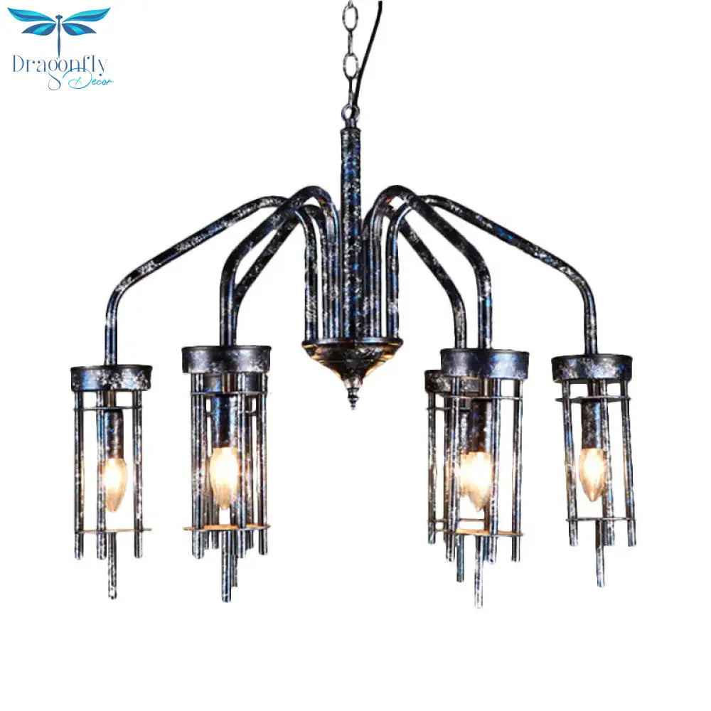 6 Lights Metal Chandelier Lamp Farmhouse Antique Black Sputnik Bedroom Down Lighting Pendant