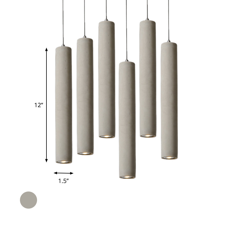 Tureis - Grey Concrete Cylinder Pendant Light Modernist Style 1 Living Room Hanging Fixture With