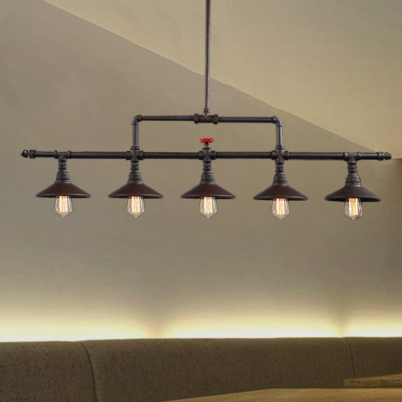 Industrial Style Wrought Iron 3/5 Lights Island Light Fixture For Restaurant Pendant Lighting