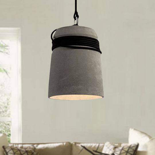 Industrial Style Cement Black/Gray/Beige Finish Pendant Light With Rope Lighting
