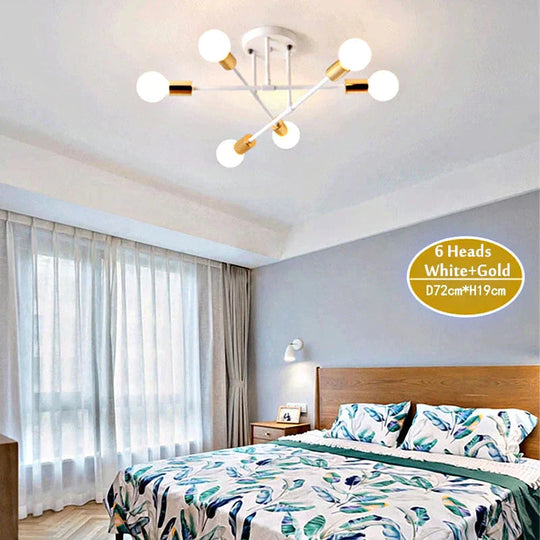 6/8 Head Led Industrial Iron Ceiling Light Living Room Lighting Nordic E27 Lamp