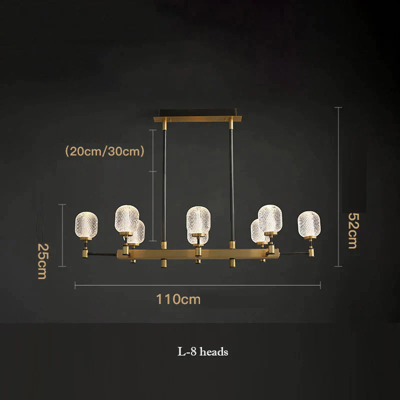Copper Light Luxury Living Room Chandeliers Home Dining Lamps L - 8 Heads / Trichromatic Light
