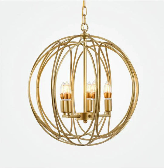 Chandelier Gold Balcony Corridor Lamp D350*H400Mm / 6 Heads Pendant