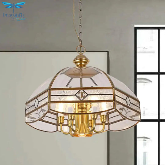 7 Lights Chandelier Pendant Light Colonial Dome Clear Glass Suspension Lamp For Dining Room
