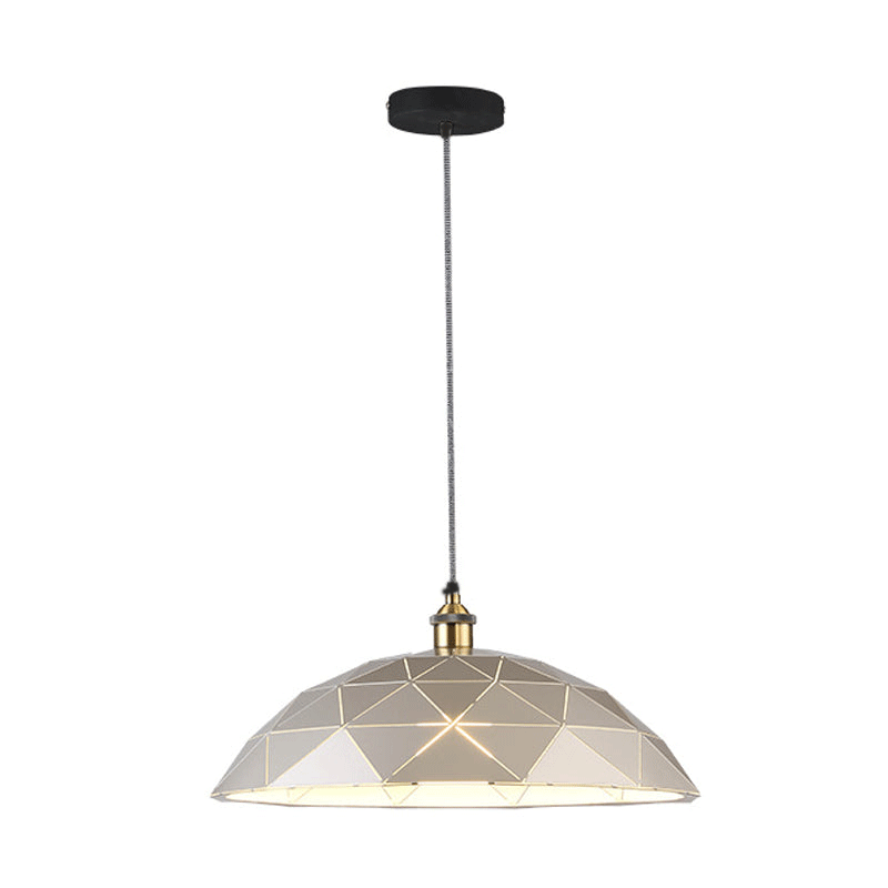 Aludra - Industrial 1 Light Dome Suspension Lamp Black/White Metal Pendant For Living Room