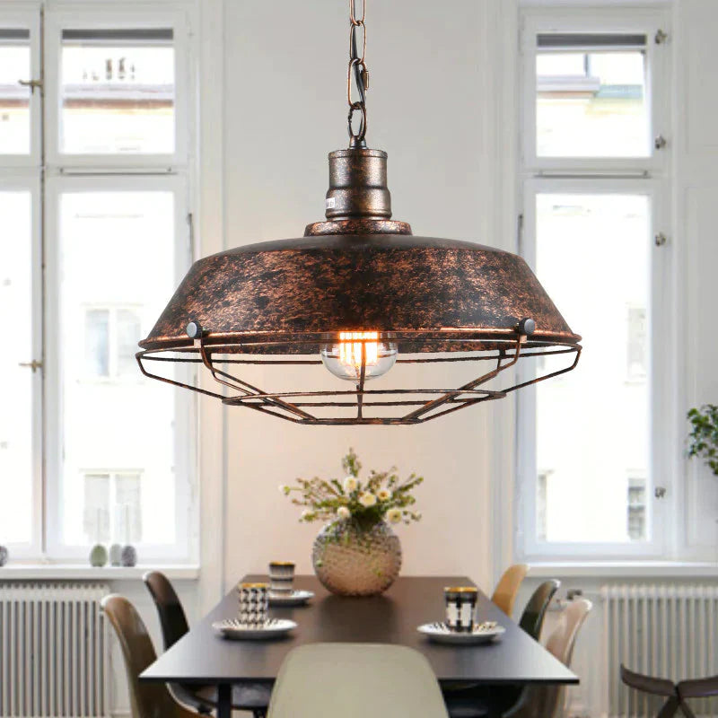 Retro Personality Art Guest Dining Room Lamp Single Head Bar Lid Chandelier Pendant