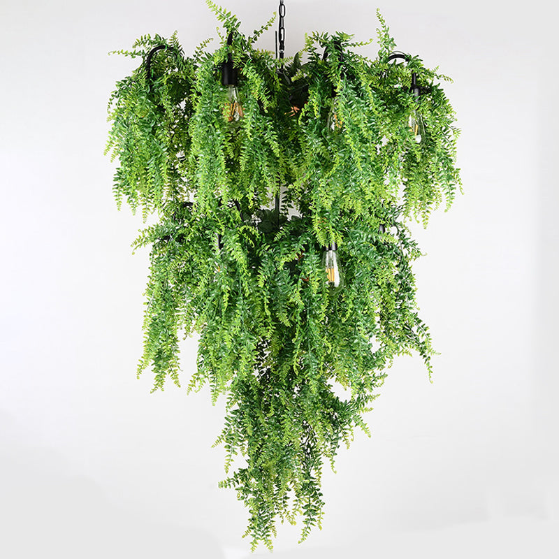 Nadã¨ge - Green 8/14 Lights Iron Chandelier Lighting Industrial 1/2 - Tier Restaurant Plant