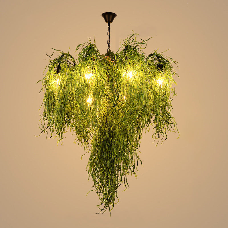 Nadã¨ge - Green 8/14 Lights Iron Chandelier Lighting Industrial 1/2 - Tier Restaurant Plant