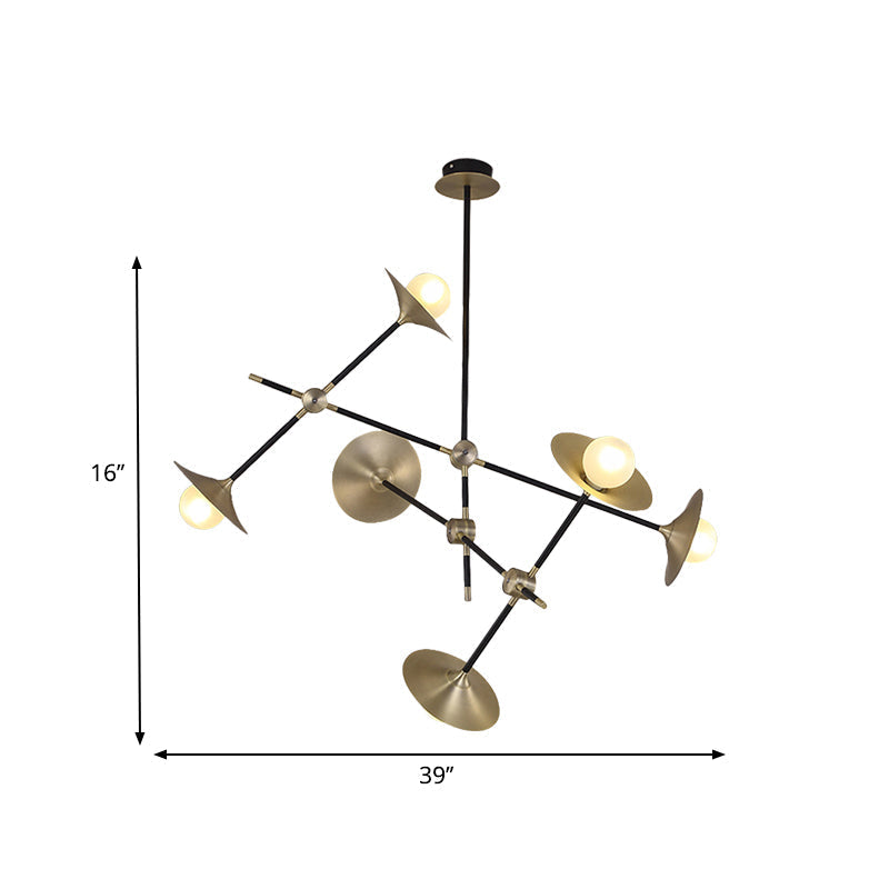 Contemporary Brass 3/6/12 - Light Flared Shade Hanging Metal Suspension Chandelier Lamp Pendant