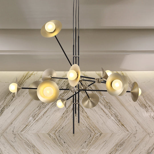Contemporary Brass 3/6/12 - Light Flared Shade Hanging Metal Suspension Chandelier Lamp Pendant