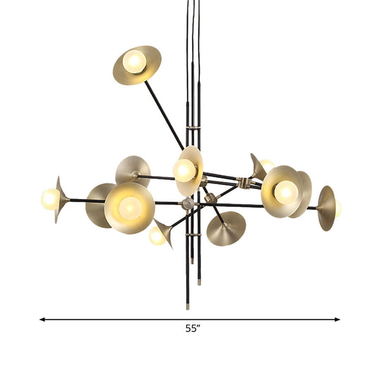 Contemporary Brass 3/6/12 - Light Flared Shade Hanging Metal Suspension Chandelier Lamp Pendant