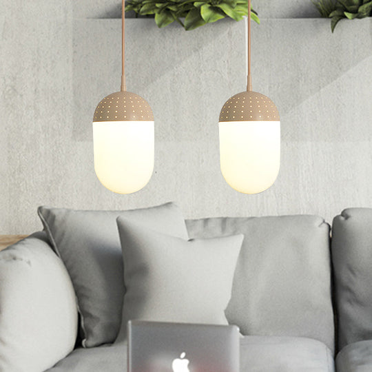 Addison - Nordic Globe/Ellipse Suspension Light With Opal White Glass Shade Metal 1