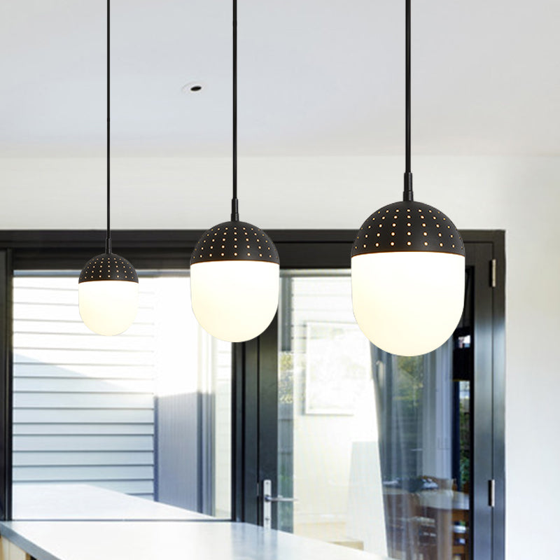 Addison - Nordic Globe/Ellipse Suspension Light With Opal White Glass Shade Metal 1