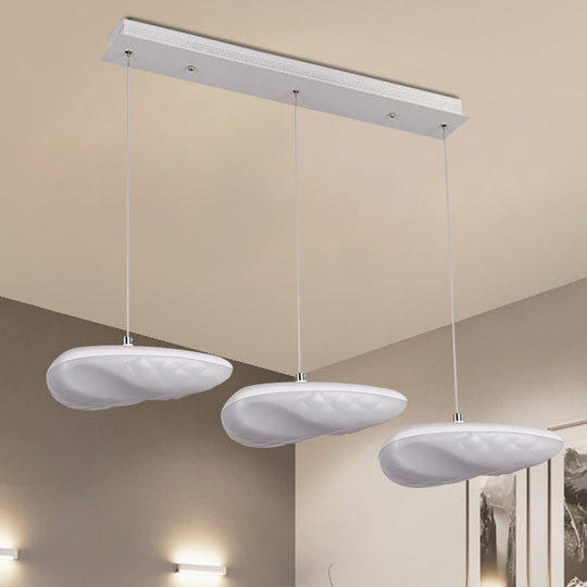 Ava - White Geometric Down Lighting Simplicity 3/7 Heads Led Metal Hanging Light With Round/Linear