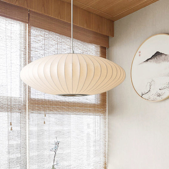 Ankaa - Modernist Fabric Hanging Ceiling Light: 16/19.5/23.5W Saucer White