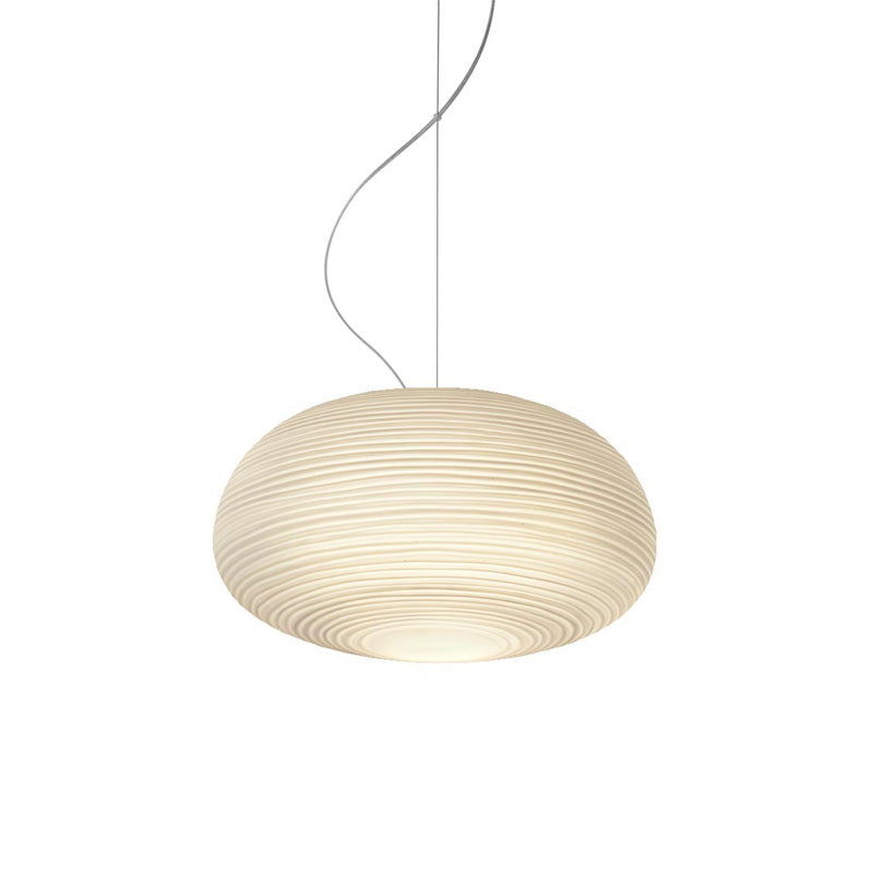 Post - Modern White Glass Cocoon Pendant Light With Ribbed Design 1 - Light Ceiling Hanging Fixture