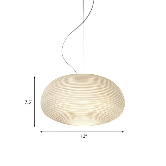 Post - Modern White Glass Cocoon Pendant Light With Ribbed Design 1 - Light Ceiling Hanging Fixture