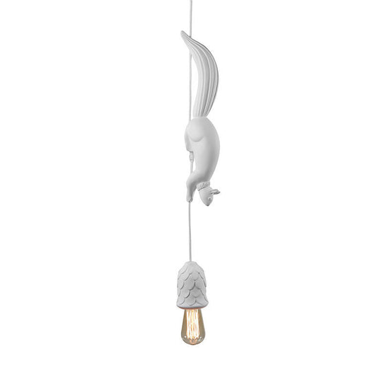 Bunda - Pinecone Warehouse Shape Hanging Lamp 1 Light Resin Ceiling Pendant In White/Pink/Blue With