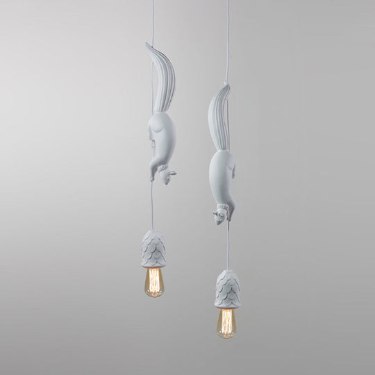 Bunda - Pinecone Warehouse Shape Hanging Lamp 1 Light Resin Ceiling Pendant In White/Pink/Blue With