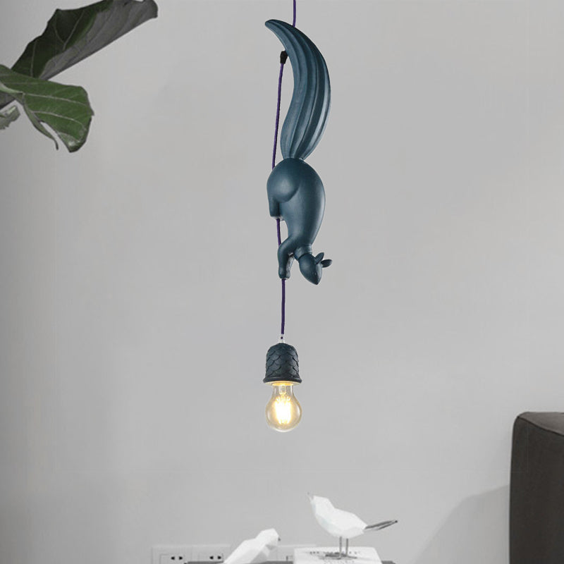 Bunda - Pinecone Warehouse Shape Hanging Lamp 1 Light Resin Ceiling Pendant In White/Pink/Blue With