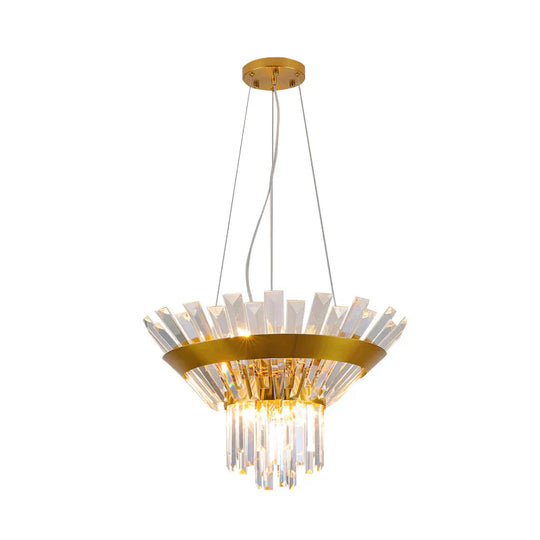 Postmodern Rectangular - Cut Crystal Chandelier Light In Gold For Dining Living Room