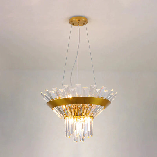 Postmodern Rectangular - Cut Crystal Chandelier Light In Gold For Dining Living Room