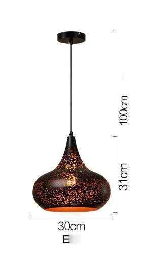 Vintage Pendant Light Iron Loft Nordic Porous Etching Lampshade Model E / St64 40W Warm 220V