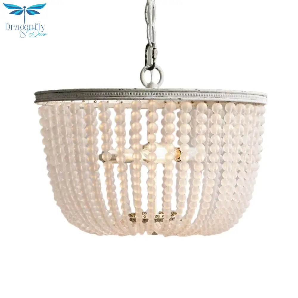 8.5’/14’ Wide Rustic Rounded Chandelier 2 Lights Crystal Suspension Lighting Fixture In White