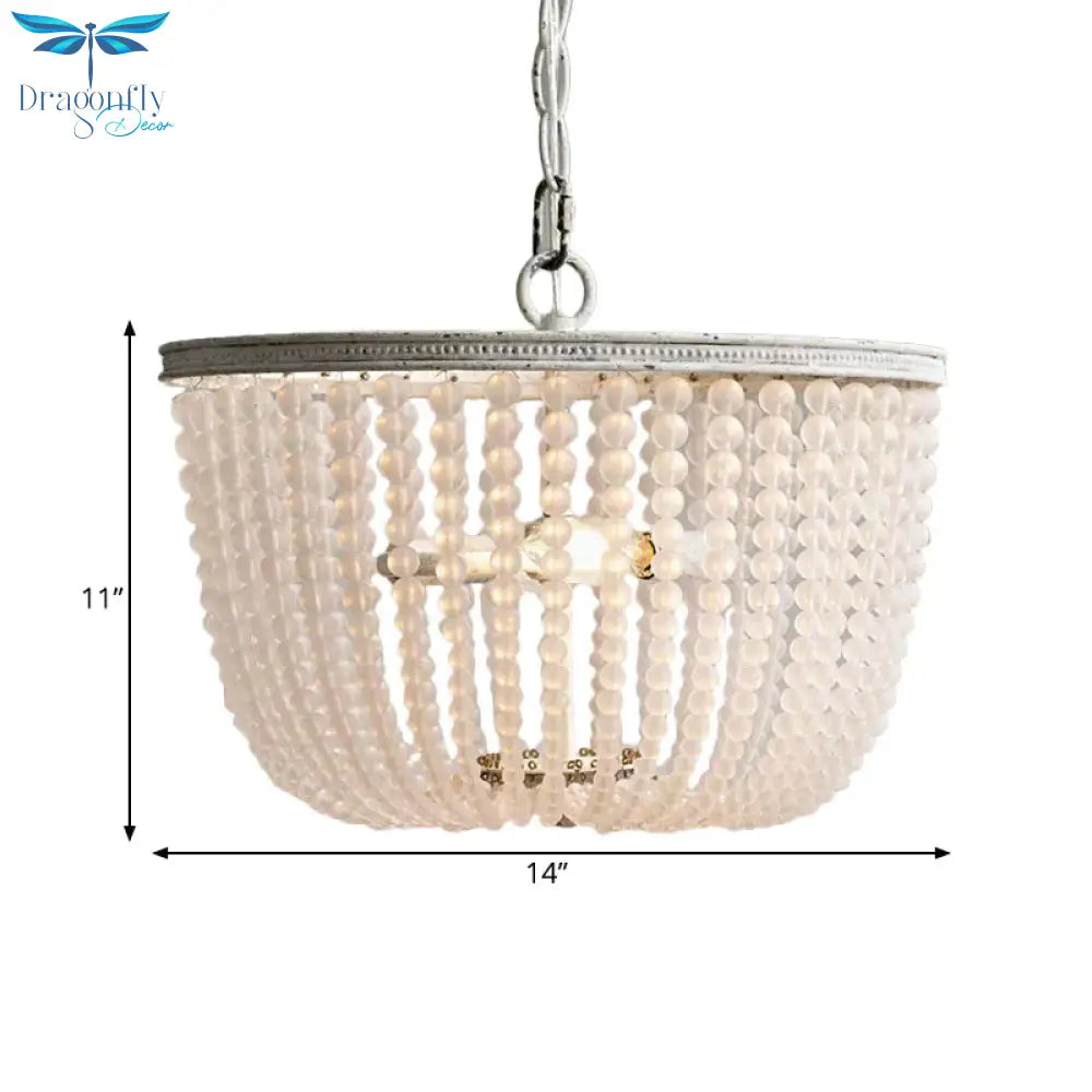 8.5’/14’ Wide Rustic Rounded Chandelier 2 Lights Crystal Suspension Lighting Fixture In White