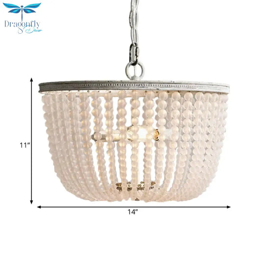 8.5’/14’ Wide Rustic Rounded Chandelier 2 Lights Crystal Suspension Lighting Fixture In White