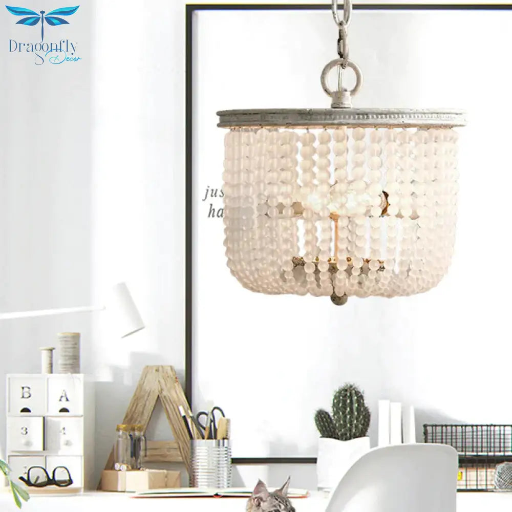 8.5’/14’ Wide Rustic Rounded Chandelier 2 Lights Crystal Suspension Lighting Fixture In White