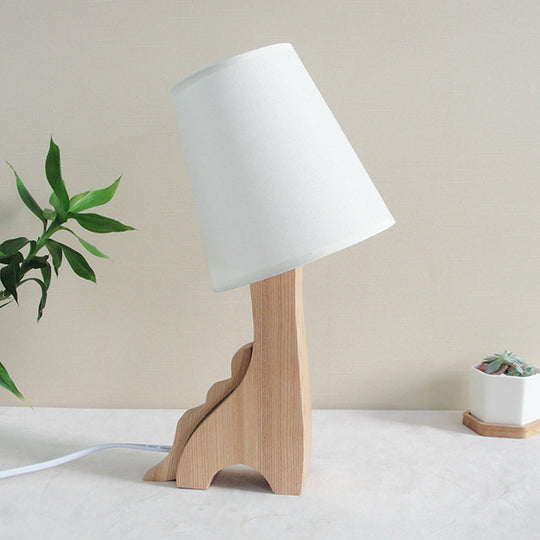 Sheratan - Cartoon Fabric Barrel Nightstand Light 1 Bulb White Night Table Lamp With Dinosaur/Cat