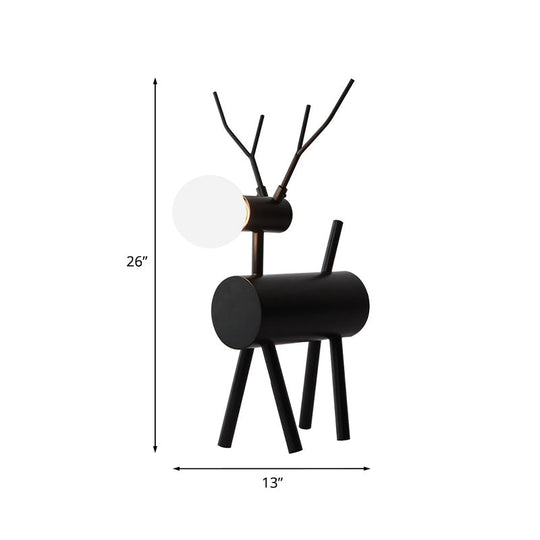 Cursa - Black Metal Deer Nightstand Lamp With Plug - In Cord Creative Bedroom