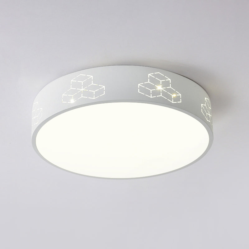 Cutout Iron Shade Led Flush Mount Ceiling Light For Kids Room - Moon - Star/Cube/Elephant Design In