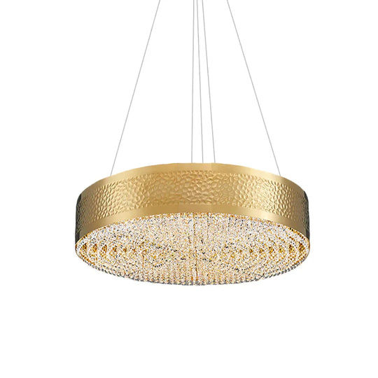 Clear K9 Crystal Pendant Lighting Drum Shaped For Bedroom